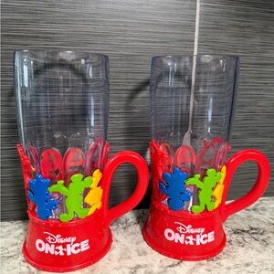 Disney On Ice Light Up Collector Cup Handled Character Souvenir Mug Lot of 2